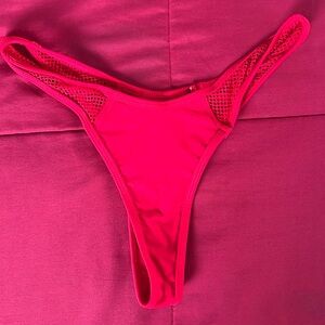 Solid Red Thong Bikini Bottom
